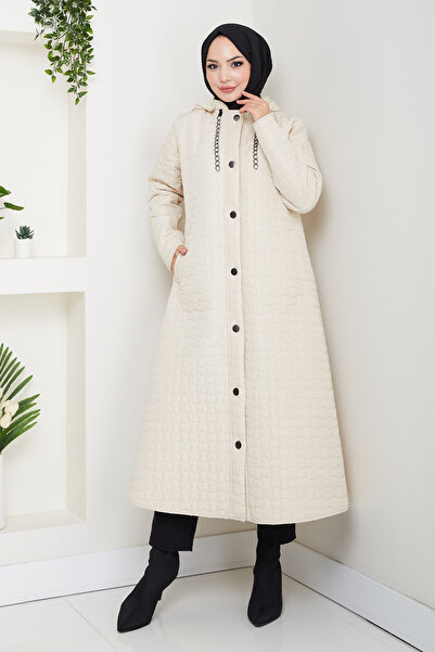 Pamuk Butik Γυναικείο παλτό με κουκούλα με λεπτομέρεια από αλυσίδα
