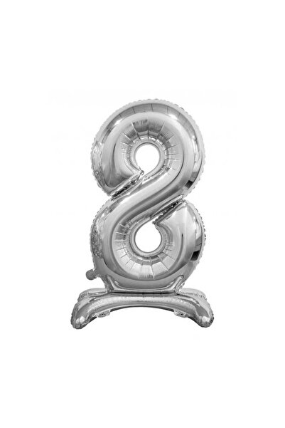 İSTOÇ PARTİ Standing Silver Color Number Foil Balloon 75 cm - 8