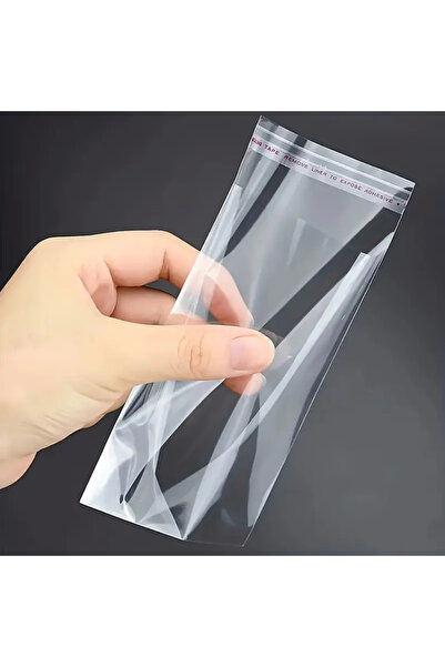 HG Tedarik 150 Adet 8x15 Cm Bantlı Yapışkanlı Şeffaf Opp Jelatin Poşet ( 8x10*5)