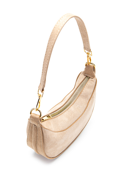 minebag Suede Half Moon Women's Crossbody Bag Lance Beige
