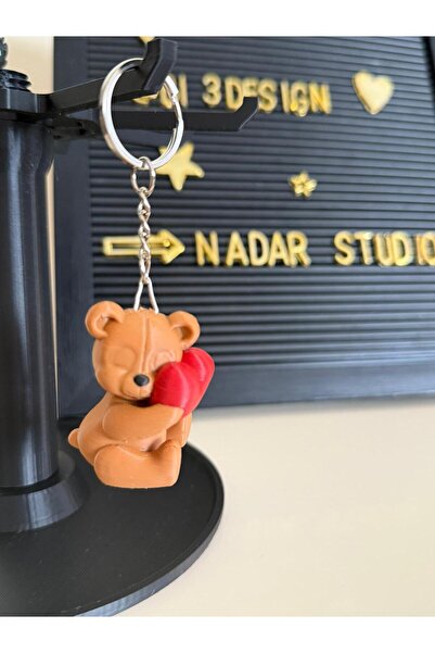 NadarStudio Ornament drăguț pentru geantă, ursuleț de pluș cu inimă
