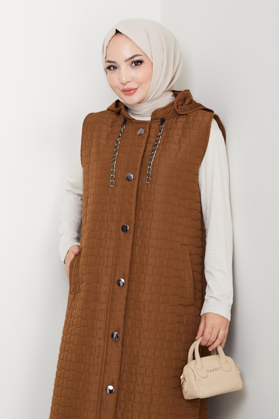Pamuk Butik Kadın Büyük Beden Cepli Kapitone Yelek