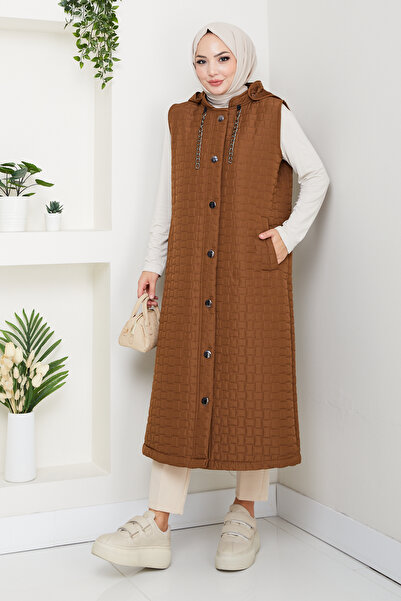 Pamuk Butik Kadın Büyük Beden Cepli Kapitone Yelek