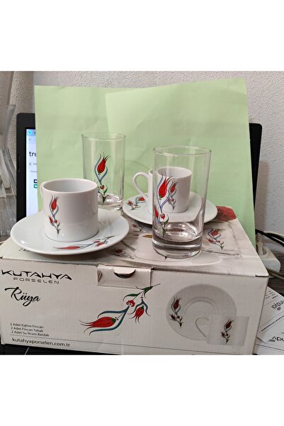 ORTAKÖY CENNETİ 6 Pieces for 2 People Rüya Mod. Cup Set. 2 Units Fin. 2 Plate...