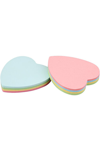 NaSaDAN Kalp Şeklinde Renkli Yapışkanlı Not Kağıdı (Sticky Note) - Sevimli Ofis Okul Kırtasiye Malzemesi