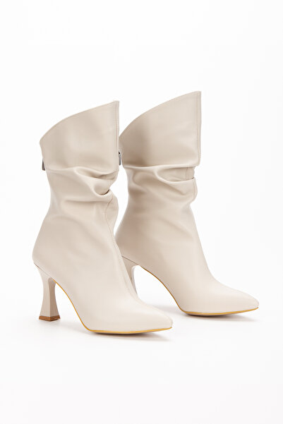 MFT AYAKKABI Γυναικείες κλασικές μπότες με τακούνι με λεπτομέρεια με μυτερή μύτη