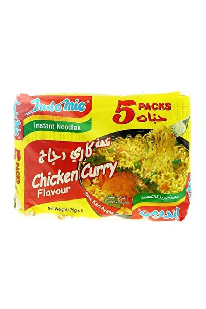 İndomie نودلز سريعة التحضير بنكهة كاري الدجاج 75 جم × 5 × 8