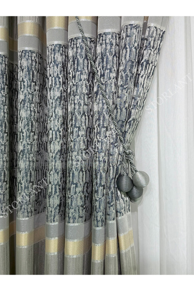 Storlant Κουρτίνα φόντου Samyeli Beige l Προτιμώμενη - 1/3 Συχνά Πτυσσόμενη l Με Αξεσουάρ Δώρο l Κατάλληλη για Οποιοδήποτε Δωμάτιο