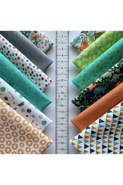 FabricMarket 100% Cotton Satin Fabric – 60 Pieces 20X20 Cm, Nature, Camping and Geometric Patterned, for Patchwork