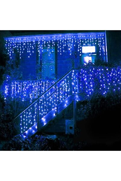 GOLD MARKET Christmas fringe light, outdoor, IP44, 30 m x 0.7 m, 858 LEDs, 8 modes, blue