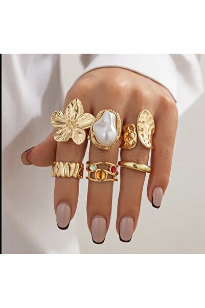 Mojo Jewellery Steel Gold Combination Ring Set Adjustable