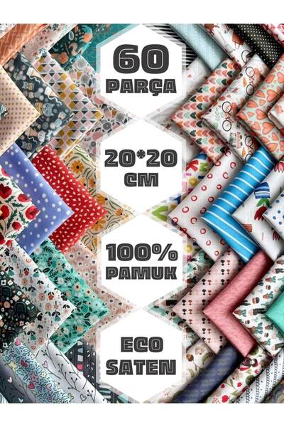 FabricMarket 60 Pieces 20X20 cm 100% Cotton Eco Satin Patchwork Fabric Set – Vintage Floral Pattern