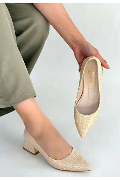 soonaksesuar Meort Beige Patent Leather Heeled Shoes