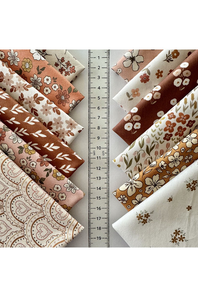 FabricMarket 60 Pieces 20X20 cm 100% Cotton Eco Satin Patchwork Fabric Set – Vintage Floral Pattern