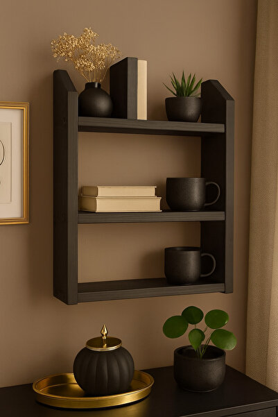 ATÖLYE DÜNYASI رف حائط خشبي 3 طبقات 50x50x9 سم