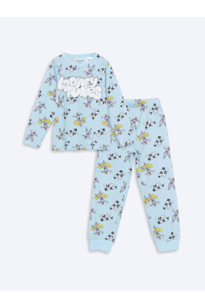LC Waikiki Mavi Bugs Bunny Baskılı Erkek Çocuk Pijama Takım