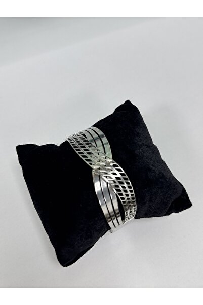 VLDORO Doro Network Patterned Cross Steel Handcuff Bracelet
