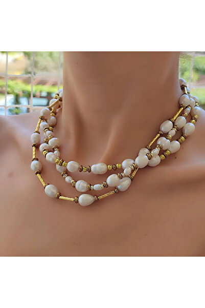 elinasaccessories El yapımı baraque inci choker kolye gerçek inci tasarım kolye dogaltas kolye