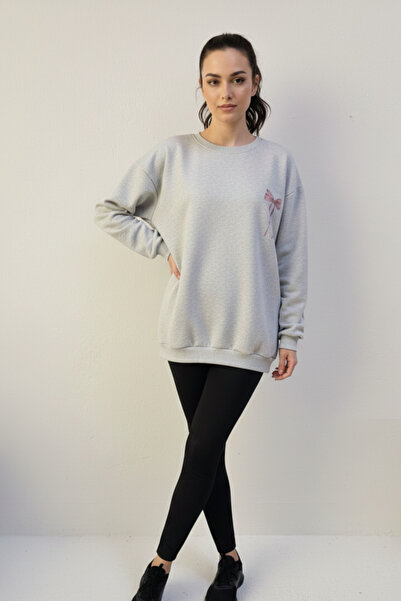 KOZİA OUTDOORS Γυναικείο φούτερ oversized με λεπτομέρεια από ροζ κορδέλα στην...