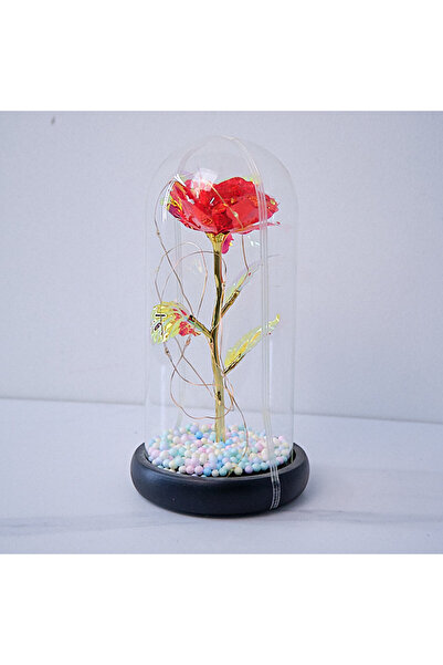 velve Trandafir artizanal in cupola, cu detalii multicolore pe blat negru, LE...