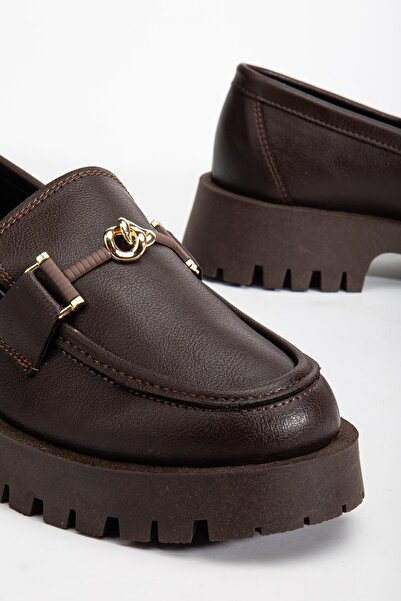 SUİNS SHOES Suins Premium Chapel Model Buckle Detail Дамски черни кафени мокасини