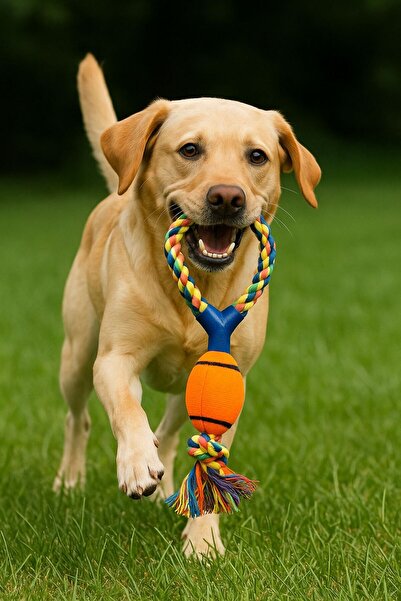 GOLD BE Dayanıklı Halatlı Top Köpek Oyuncağı – Çiğneme ve Getir-Götür Oyunları İçin