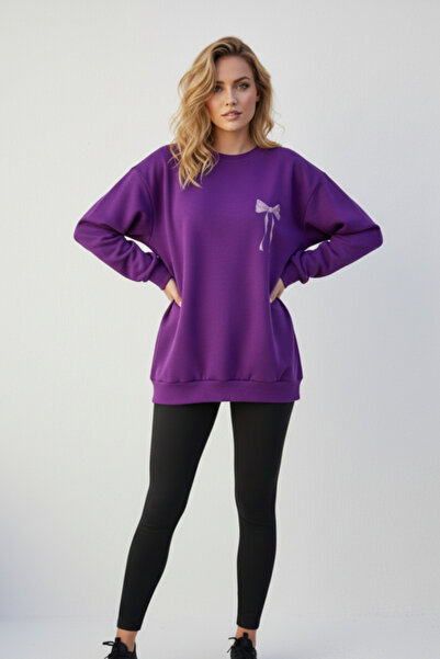 KOZİA OUTDOORS Γυναικείο φούτερ oversized με λεπτομέρεια από ροζ κορδέλα στην...