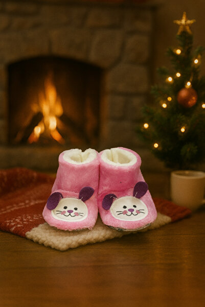 Midimax Peluş Bebek ve Çocuk Panduf Ev Botu – Kışlık Kaymaz Tabanlı Patik