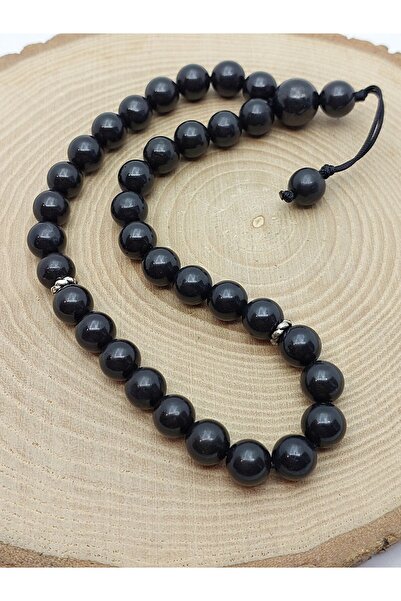 Yasamtohumu سبحة من حجر الشونجيت بتصميم خاص 33 حبة 8 مم (23180)