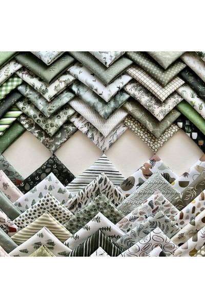 FabricMarket 100% Cotton Satin Fabric – 60 Pieces 20X20 Cm, Nature and Forest Themed Patterns, for Patchwork