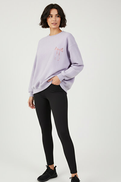 KOZİA OUTDOORS Γυναικείο φούτερ oversized με λεπτομέρεια από ροζ κορδέλα στην...