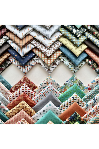 FabricMarket 100% Cotton Satin Fabric – 60 Pieces 20X20 Cm, Nature, Camping and Geometric Patterned, for Patchwork