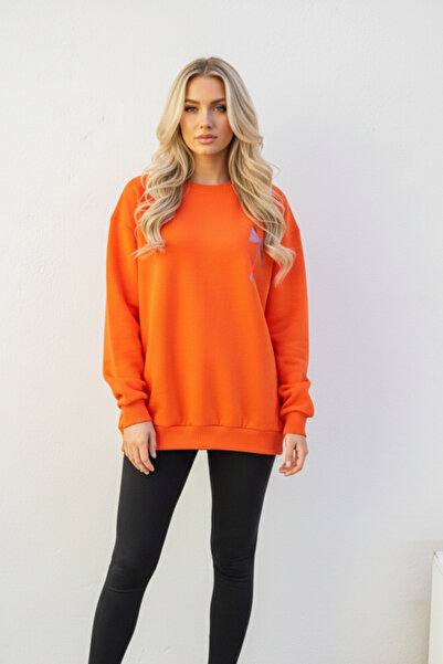 KOZİA OUTDOORS Sırtı Pembe Kurdele Detaylı Oversize Kadın Sweatshirt