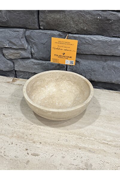 Polen Stone 20X8 Travertine Natural Stone Bowl