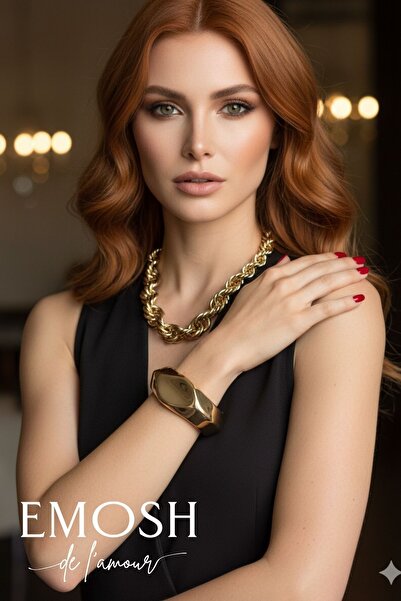 EMOSH de Lamour Modern Dalga Kelepçe Bileklik | Altın Rengi Pirinç | Zara Model