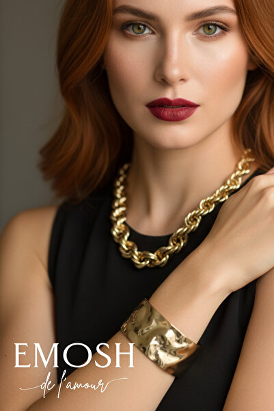 EMOSH de Lamour سوار معصم عصري بتصميم الأصفاد |   اللون الذهبي |   موديل زارا