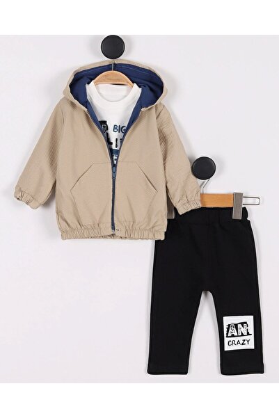 Ege Bebek Baby Boy Raincoat with Hood, 3-Piece Seasonal Top and Bottom Set L 3-6-9-12-18 Months