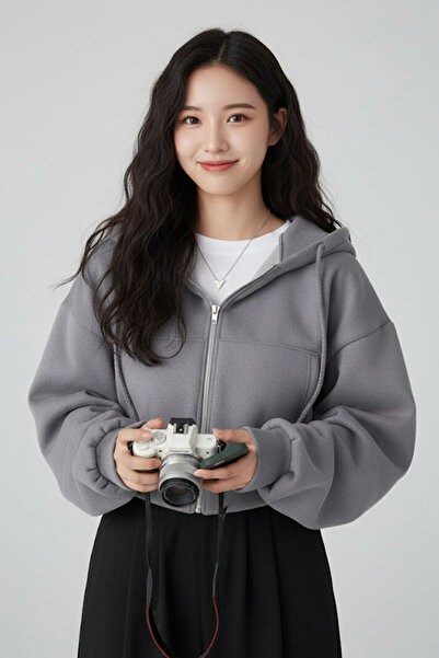 harmony factory Smoked Hooded Crop Cardigan