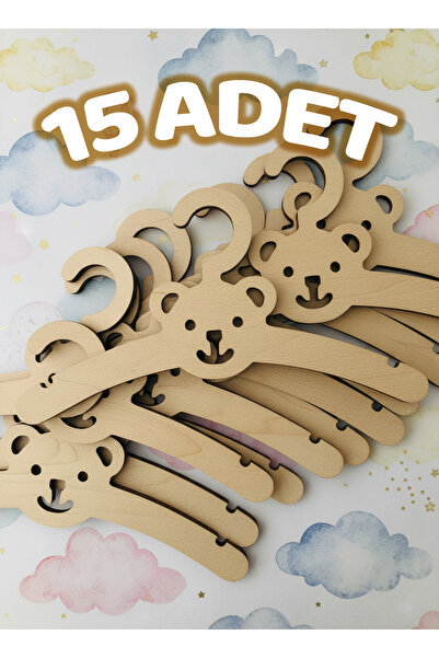 wood design world Ahşap MDF Çocuk Bebek Askı 15’li Set Sevimli Bebek Askılığı