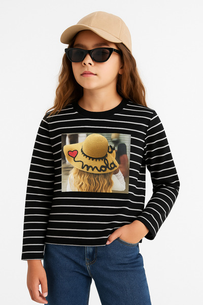 mini kanka Μαύρο ριγέ μακρυμάνικο μπλουζάκι για κορίτσια – Μοντέρνο και άνετο...