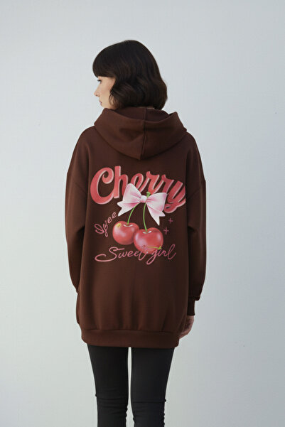 UNCİA OUTDOORS Hanorac supradimensionat cu glugă pentru femei, cu imprimeu ci...