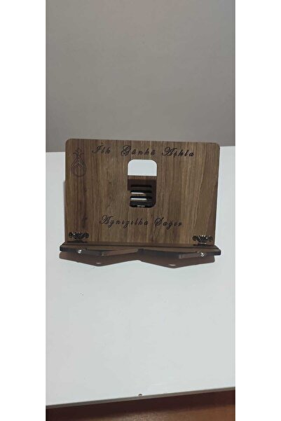 iskender wood ahşap İsme Özel Ahşap Kitap Tablet Tutucu Stand Kuran Rahlesi