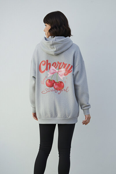 UNCİA OUTDOORS Дамска суитшърт с качулка и принт с череши и панделка на гърба