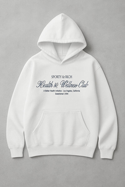 LORVEX سويت شيرت كبير الحجم مطبوع عليه Sport & Rich League