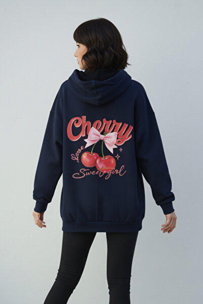 UNCİA OUTDOORS Hanorac supradimensionat cu glugă pentru femei, cu imprimeu ci...