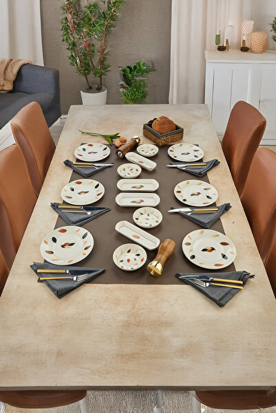 Babion Bahar Koleksiyonu Yaprak Desenli 14 Parça 6 Kişilik Kahvaltı Takımı, Seti