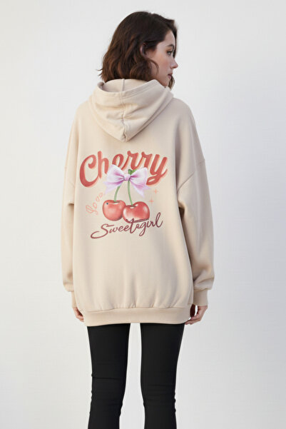 UNCİA OUTDOORS Hanorac supradimensionat cu glugă pentru femei, cu imprimeu ci...