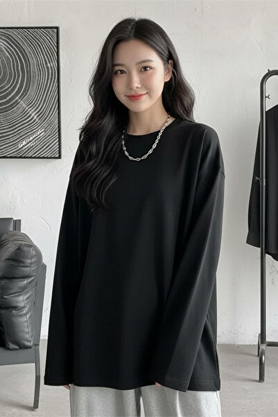 harmony factory Hanorac negru simplu și subțire O supradimensionat unisex