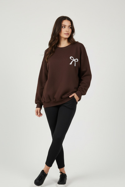 KOZİA OUTDOORS Γυναικείο φούτερ oversized με λεπτομέρεια από μίνι κορδέλα