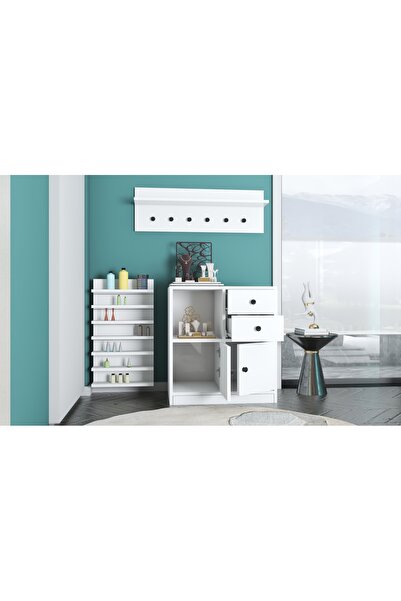 nettrends.net the new trend of shopping Takı Dolabı Seti Çekmeceli Kapaklı Organizerli Duvara Monte Raflı Modüler Beyaz-NRG-TADLP-1003